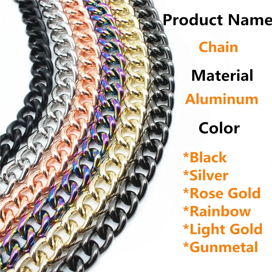 Aluminum Metal Gold/Silver  Flat Bag Chain Twisted Curb Chains Fit Bracelets Open Link Chain DIY Jewelry Making