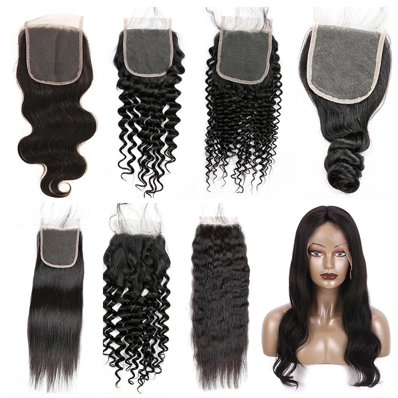 13*4  Lace Frontal Human Hair Transparent Lace Closure Non Remy human hair extension body wave Straight Deep Loose Water wave