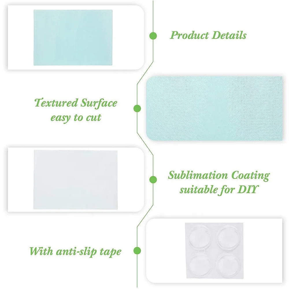 2 Pieces Sublimation Tempered Glass Cutting Board, Textured Sublimation Blank Cutting Board Heat Scratch Resistant