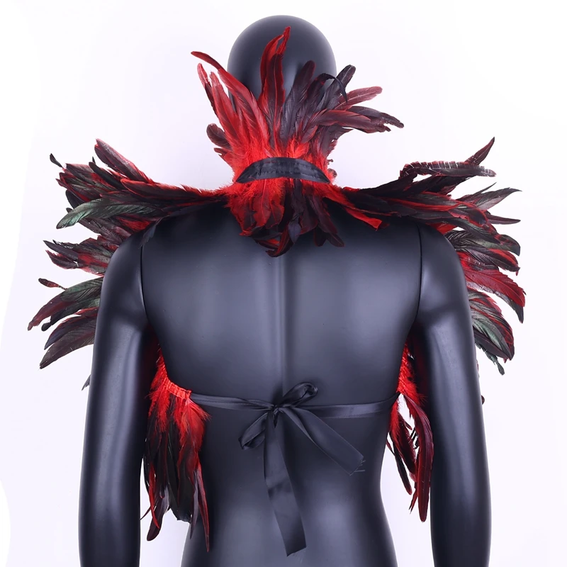 Burning Man Feather Scarf Shawl Man Adjust Gothic Halloween Carnival Feather Costume Rave Christmas Show Burning Man Dance