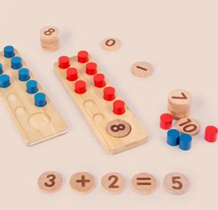 wood toys for kids montessori Wooden Math Enlightenment Ten Grid Matrix Number Detection Additional Subtraction Calculation Boar