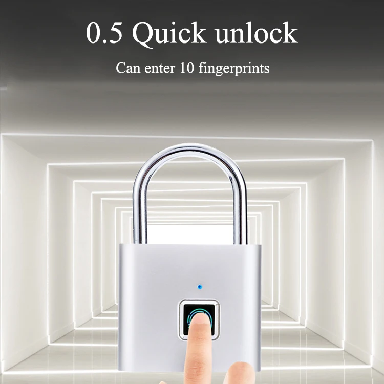 waterproof tuya app control smart lock biometric fingerprint padlock smart home with USB charging Black