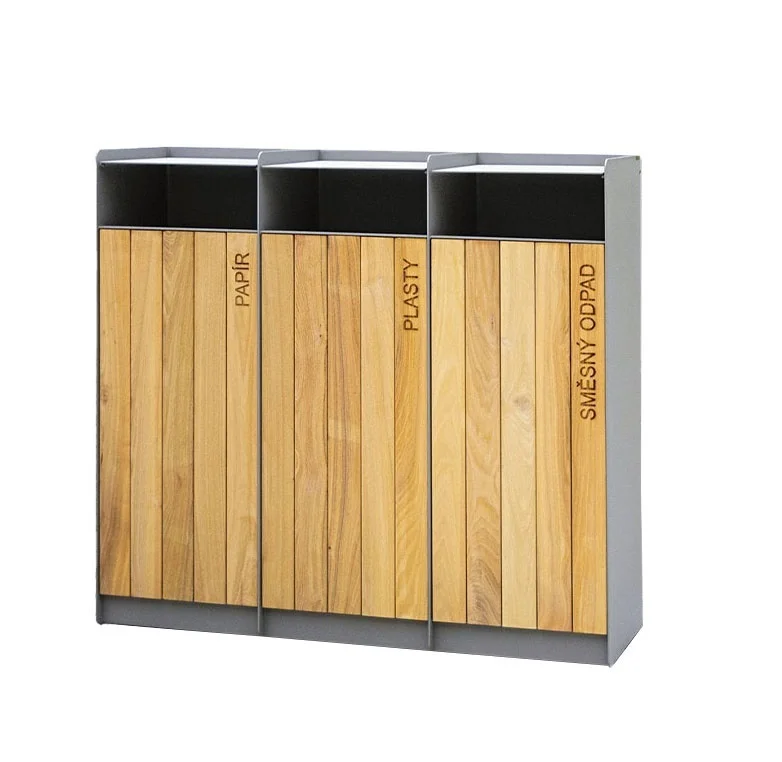 factory wholesale outdoor wooden garbage trash bin park rectangle waste bin made in china garden wood dustbin with ashtray