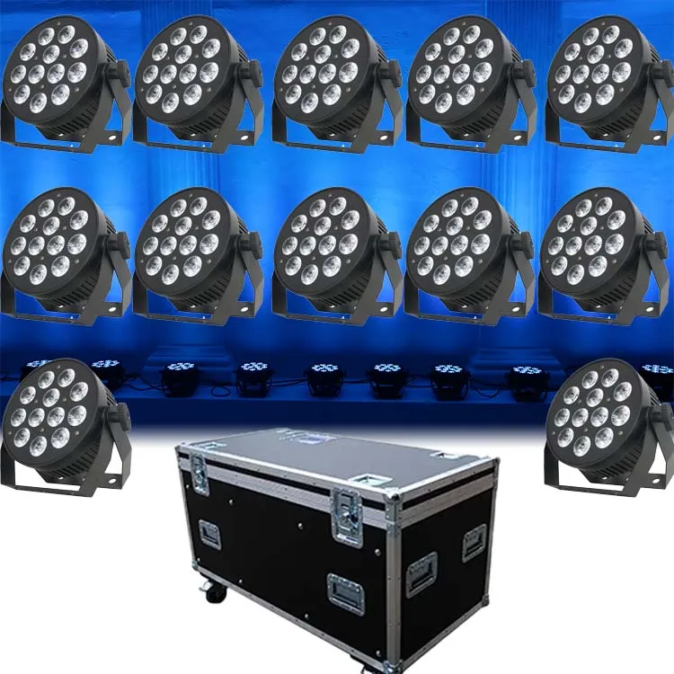 New 12pcs 12X10W RGBW Remote Control Aluminium Led Par Light With Flight Case