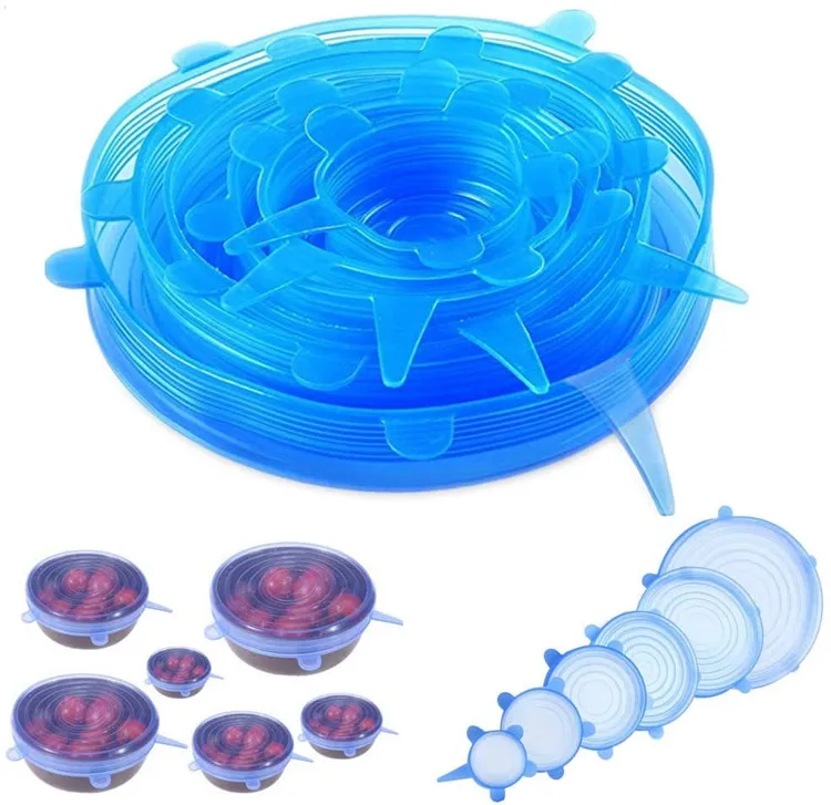 OEM/ODM Lids Bottle Caps Closures 6 Pack Silicone Stretch With Private Label 1 Color Logo