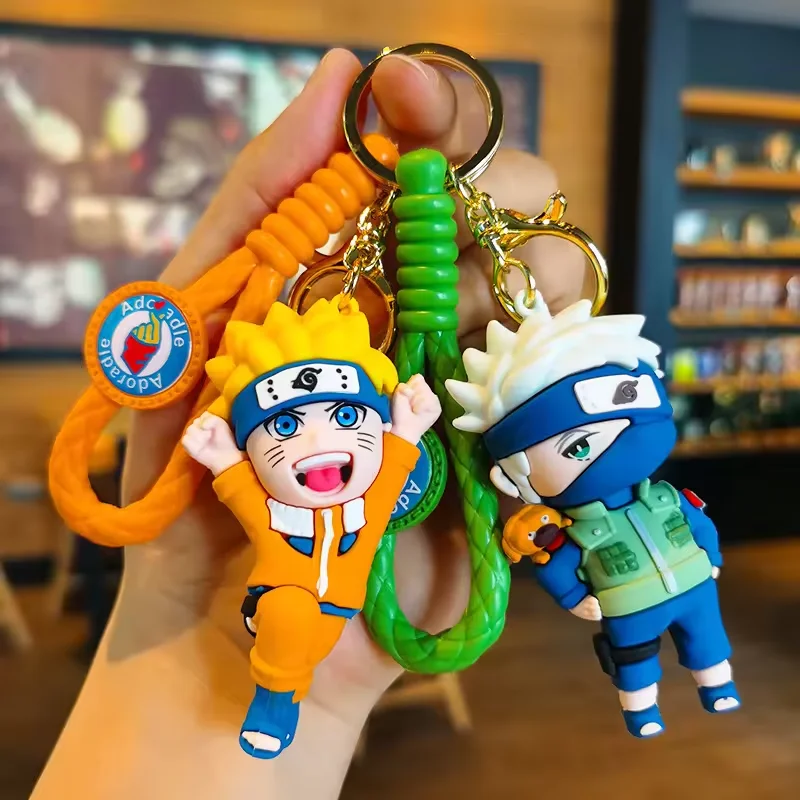 New Creative 3D Cartoon Narutos Rubber Keychain Anime Key Chain Accessories Custom PVC Keyring Car Key Backpack Pendant Gift