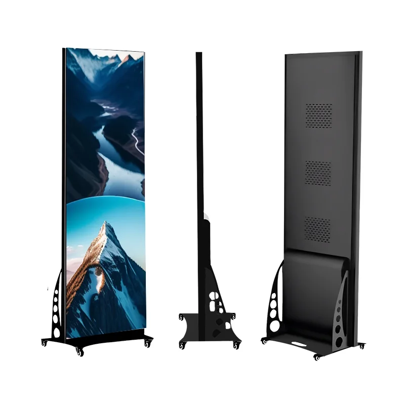 Indoor P2.5mm Portable Digital Led Poster Video Screen Display With Wheels For Rental And Fixed Installation Poster screen