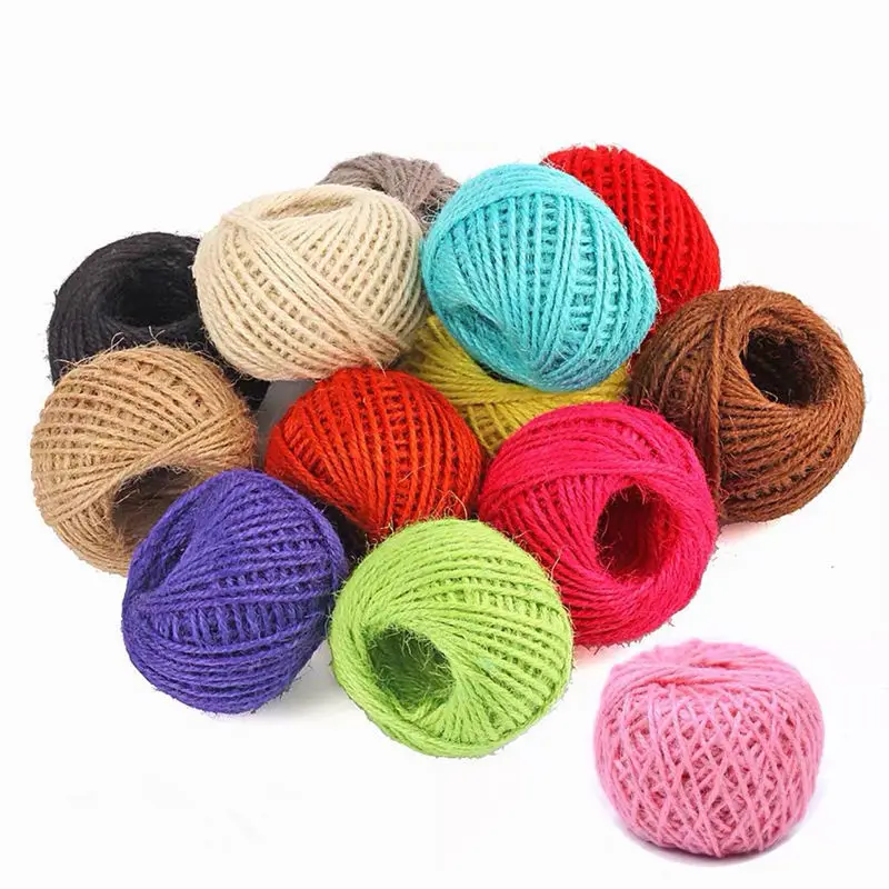 
2mm 50m/roll Natural Colorful Jute Rope Cord String Twine Ribbon Crafts Sewing DIY Hemp Wedding Party Decoration Packaging 