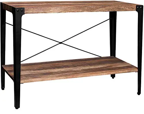 
high gloss antique wood tv console table with angle iron frame 