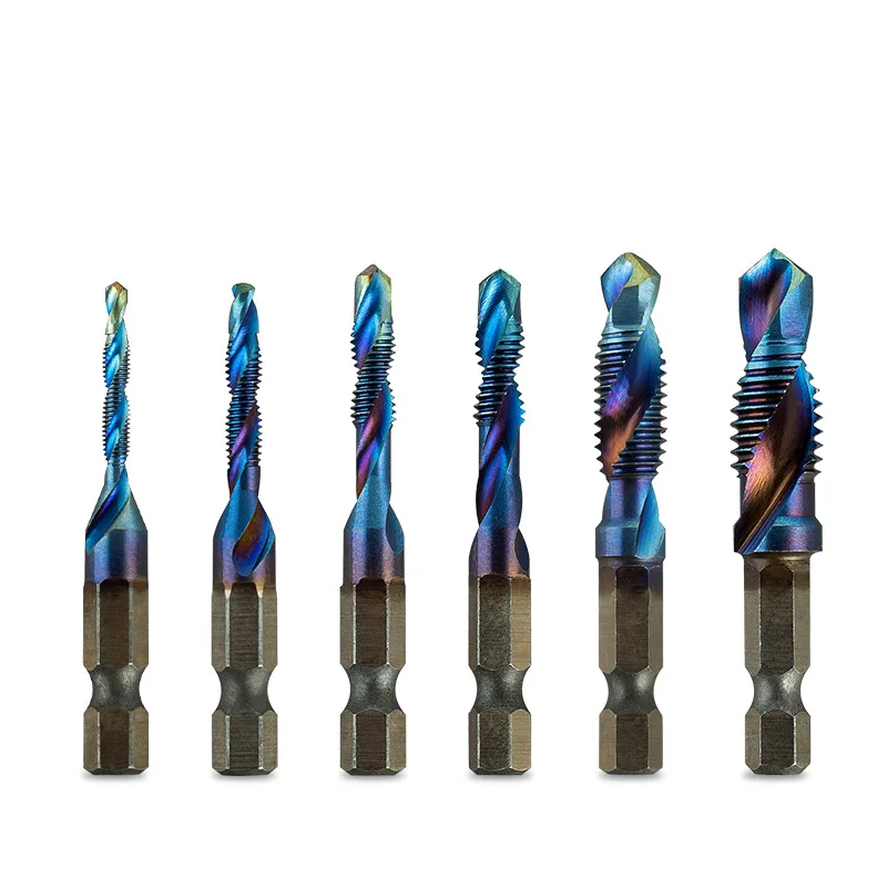 6pcs M3-M10 Hex Shank Drill Bit Threaded Tap Drill Bit Hexagonal Shank Cut Tool Composite Wire Tapping Screw Bit Hss Hand Tool