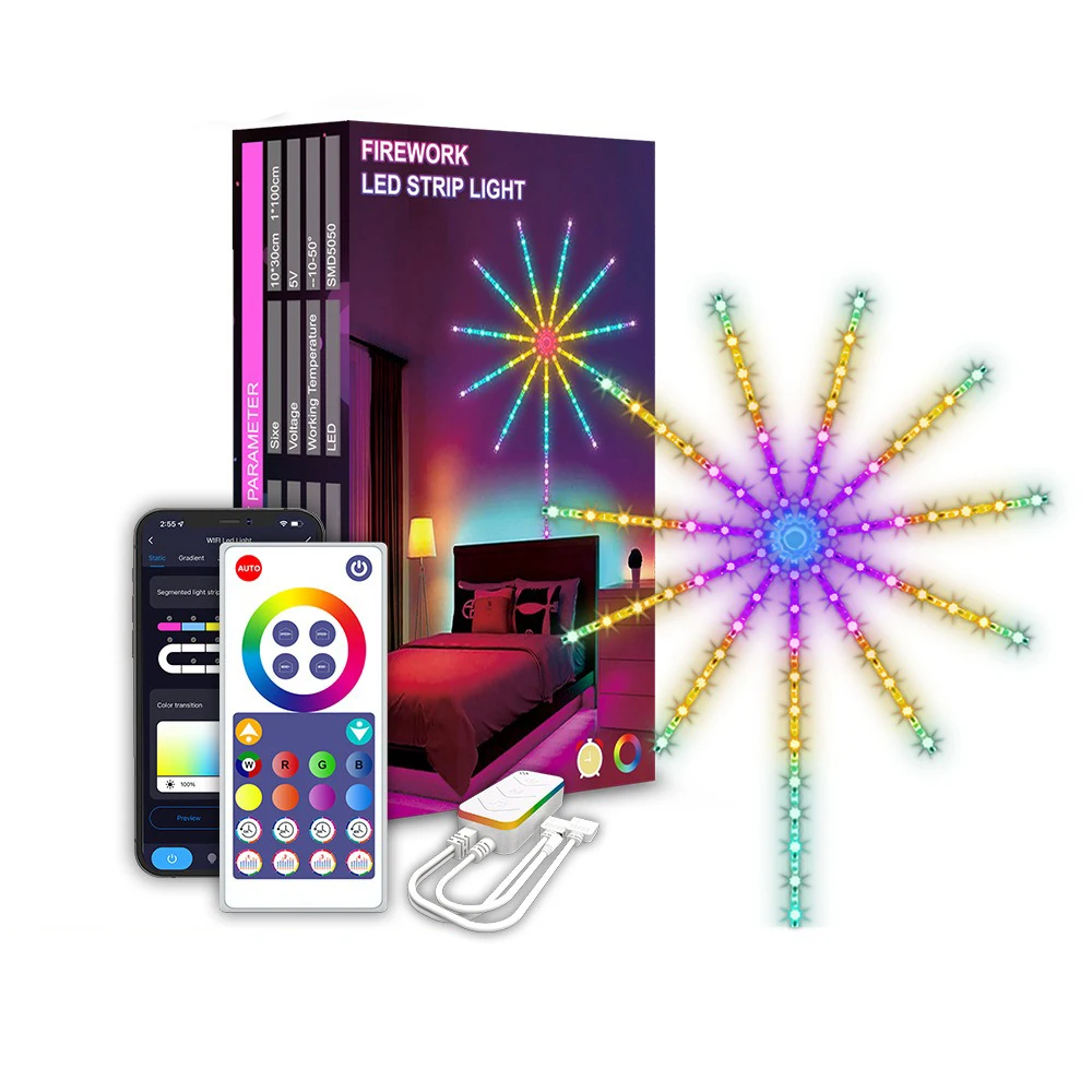 Graffiti, festive atmosphere, colorful fireworks, music decoration, starry sky lights, Bluetooth RGB light strips