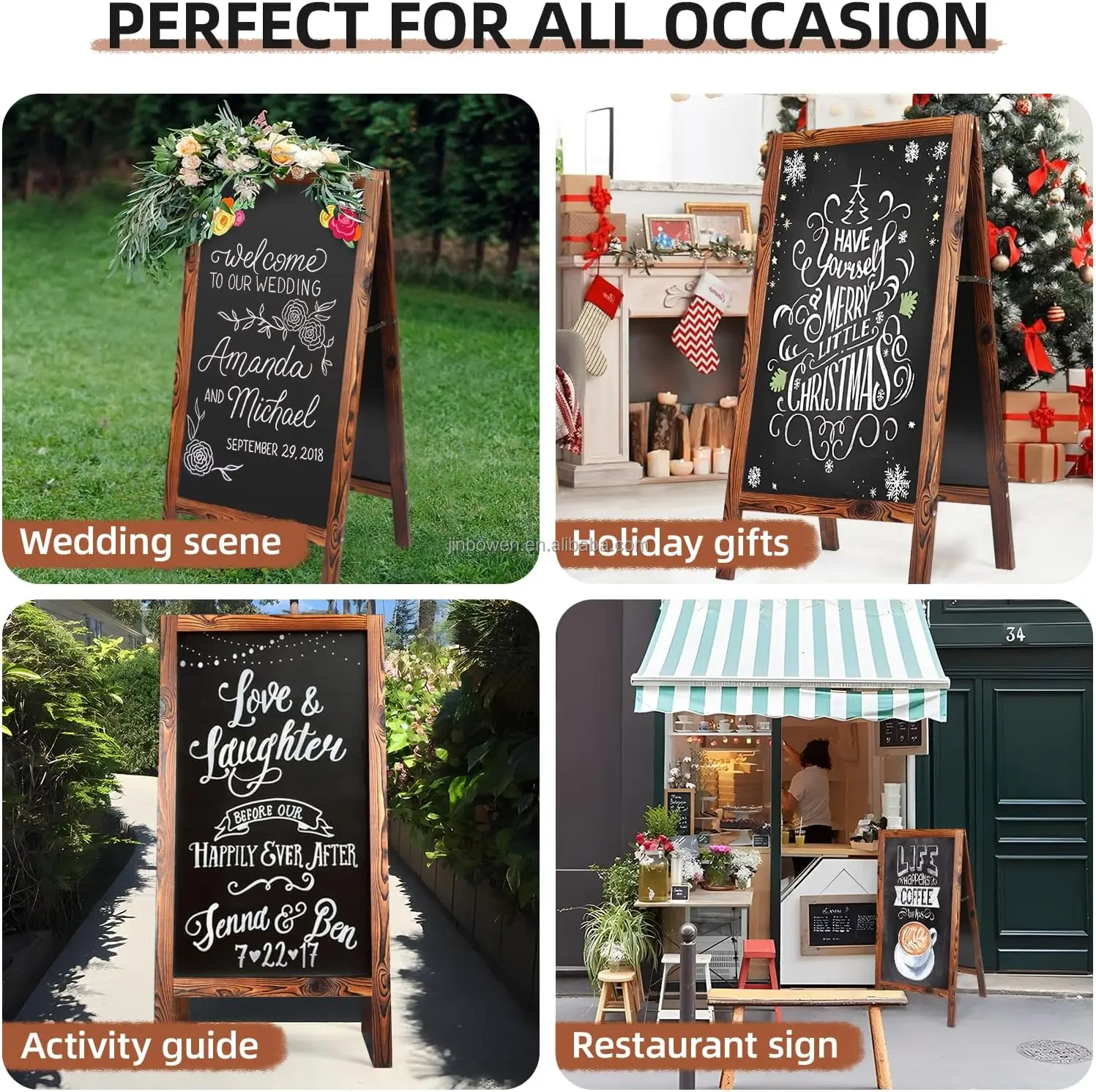 KBW Outdoor A Frame 40x20 Magnetic Standing Wood Framed Blackboard Sidewalk Menu Chalkboard for kitchen bar home restaurant