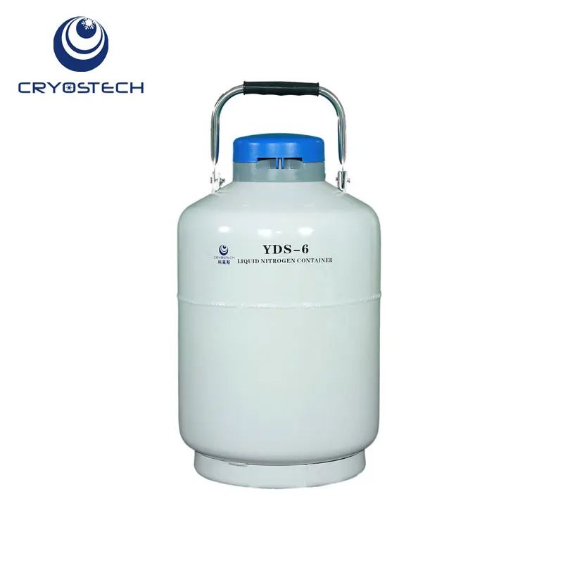6 Liters Cryogenic Liquid Nitrogen Thermos Tank Semen Storage Dewar Flask YDS-6