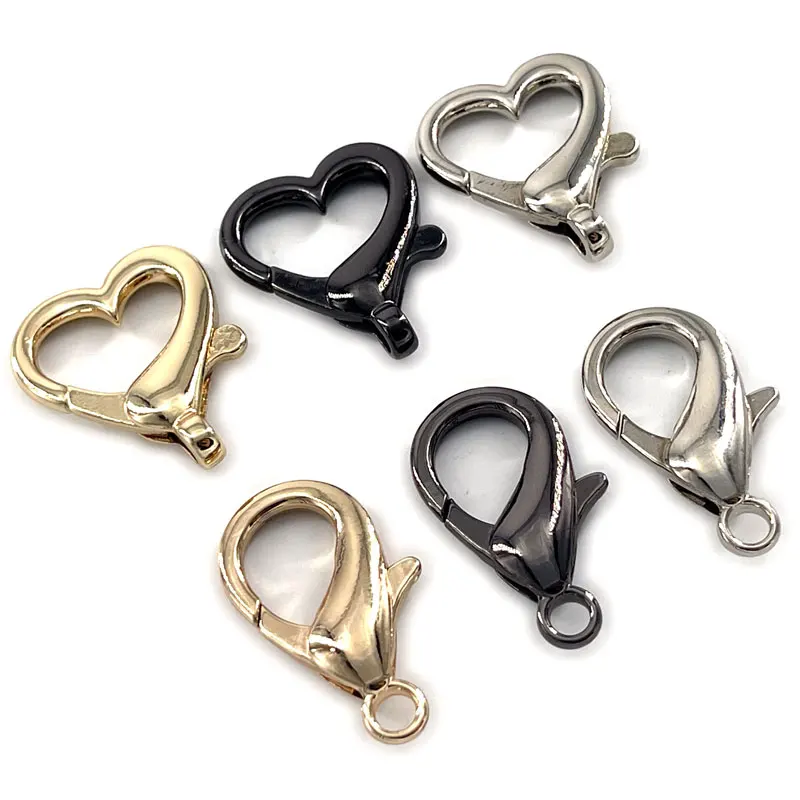 Bag Golden Nickel Plated Custom Shaped Clasp Heart Lobster Clasp Carabiner Keychain Snap Hook Buckle