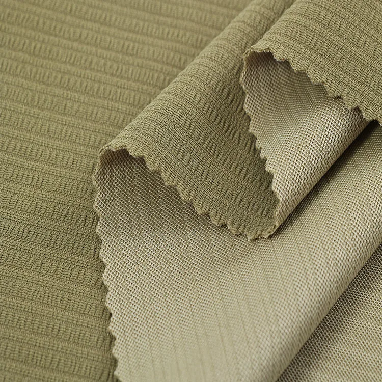 Knit Stretch 95 Polyester 5 Spandex Crinkled Jacquard Custom Stripe Seersucker Fabric Clothes