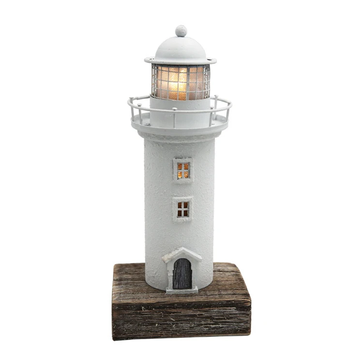
Factory Direct High Quality pure white lighthouse craft wooden decoration lighthouses 