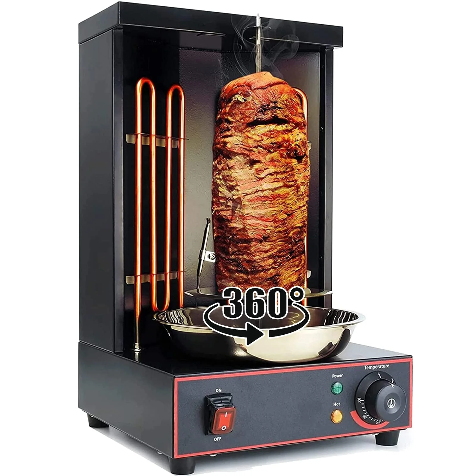 Electric Vertical Chicken Grill Machine Countertop BBQ Rotisserie Stainless Steel Body with 2 Burners