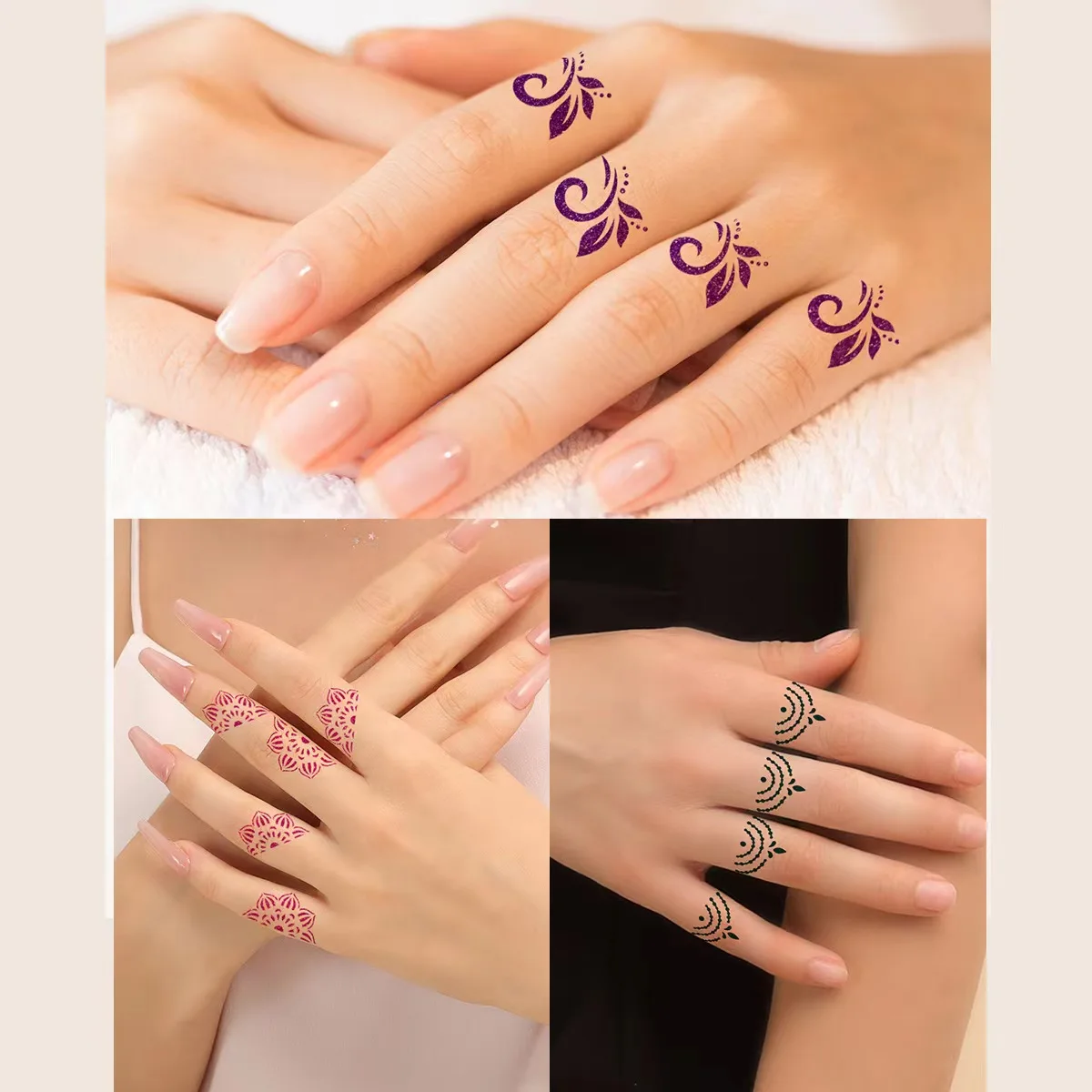 Wholesale Henna Tattoo Finger Stencils Reusable Women and Girls,Indian Arabian Temporary Tattoo Templates Kit for Body Art Paint