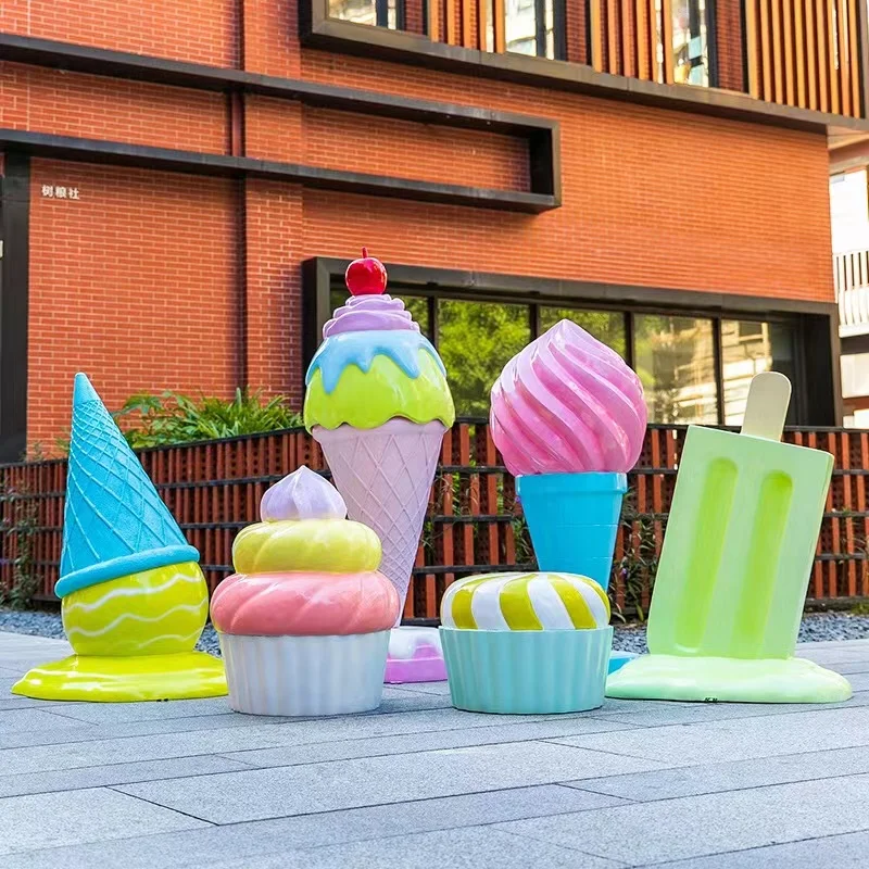 Festival decor color beautiful design fiberglass  ice cream cone statue