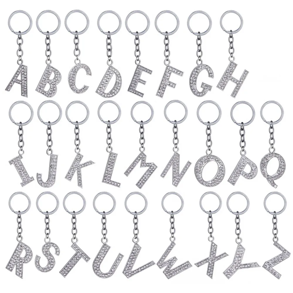 26 Letters Alphabet Keychain New Crystal Rhinestone Alphabet Keyring Initial Letter Charm Key Chain Letters Women Keychains
