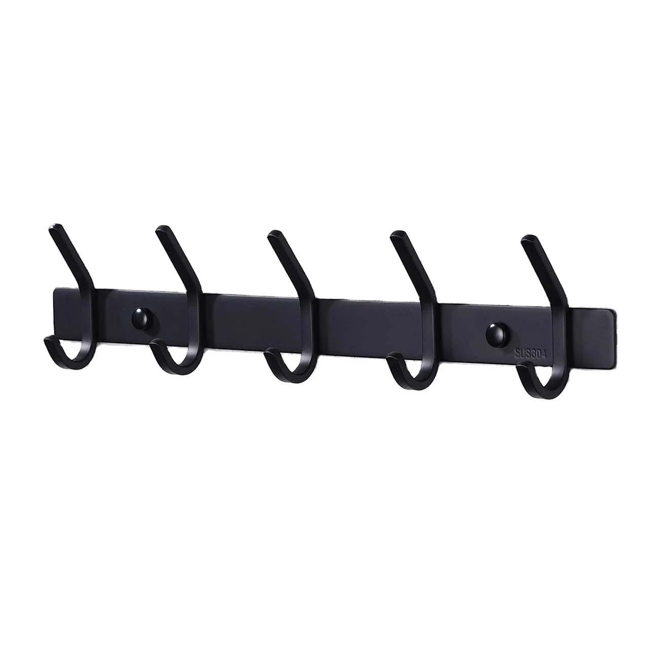 Black 6 hooks Stainless steel coat hook AND Clothing Hanger coat hook rack