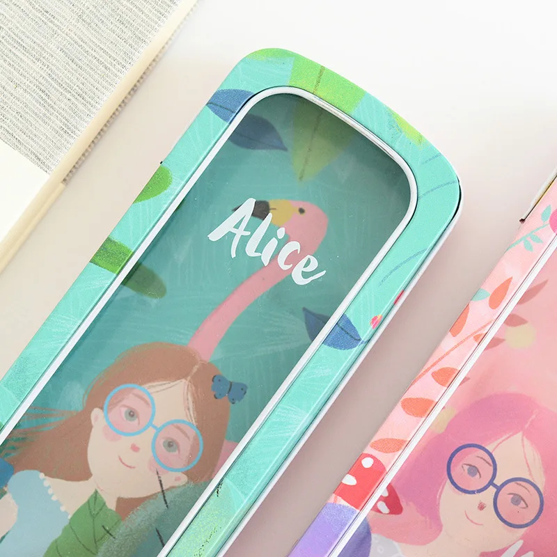 New Fashion Simple Metal Pencil Case for Kids Stationery Pen Bag Box