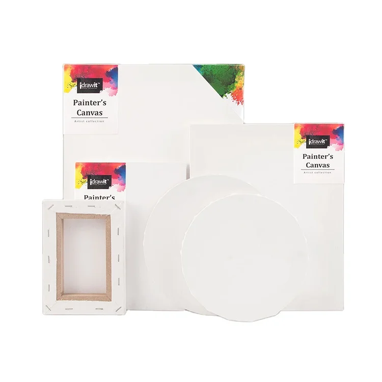 Canvas Acrylic Wholesale 2 Pcs Round Blank Primed Cotton Canvas Frame  22cm for Painting