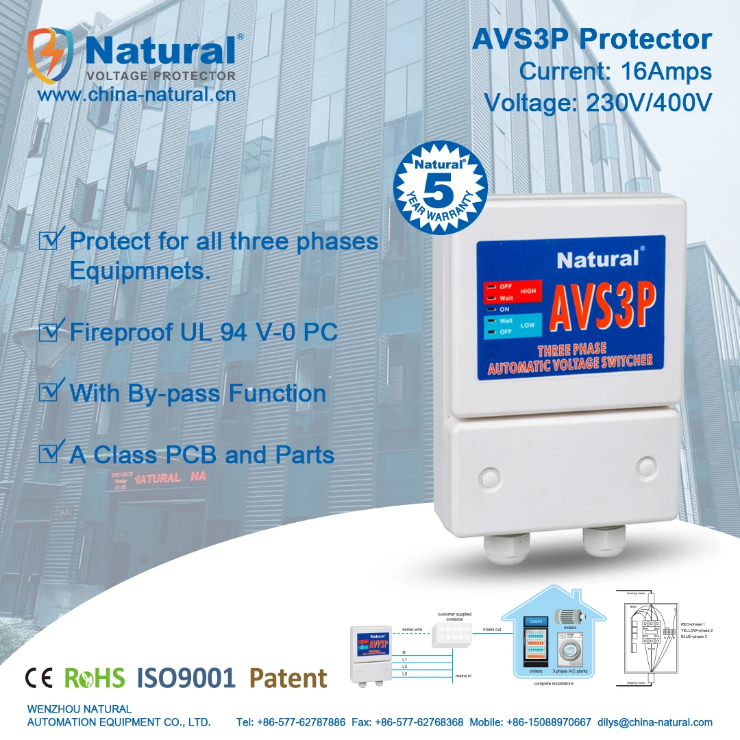 Натуральный промышленный стандарт CE AVS3P, трехфазный протектор Напряжения AVS