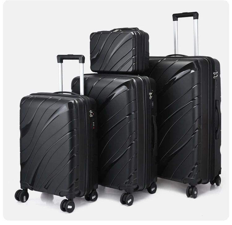 4PCS Sets Wholesale Unisex Light Weight PP Hard Travel Luggage Convenient Trolley Suitcase Set with 4 Wheels Spinner Caster