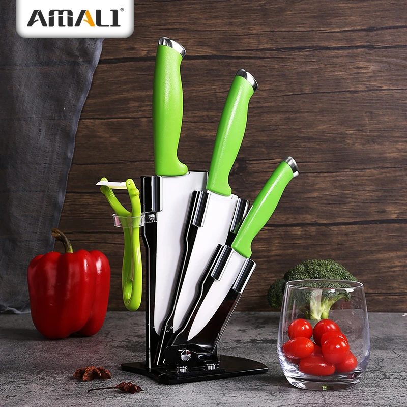 Ready To Ship-5PCS Kitchen Ceramic Knives Set Kitchen Cooking Tools Kitchen Vegetable Knife Chef Knife With Acrylic Holder