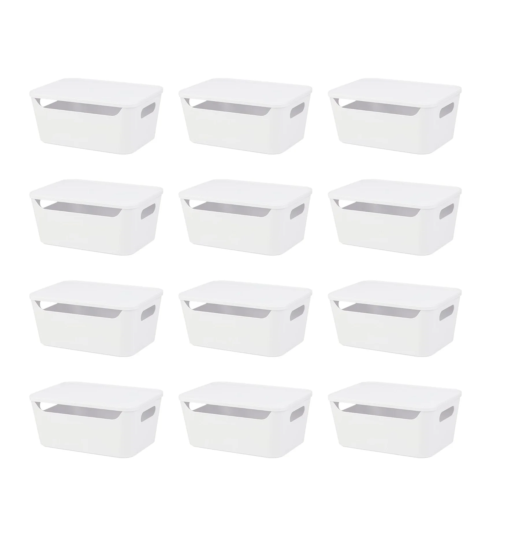 Stackable Closet Organizer Plastic Storage Containers With Lid Multi-Use Organizer Bins for Cabinet Drawer Countertop or Shelves
