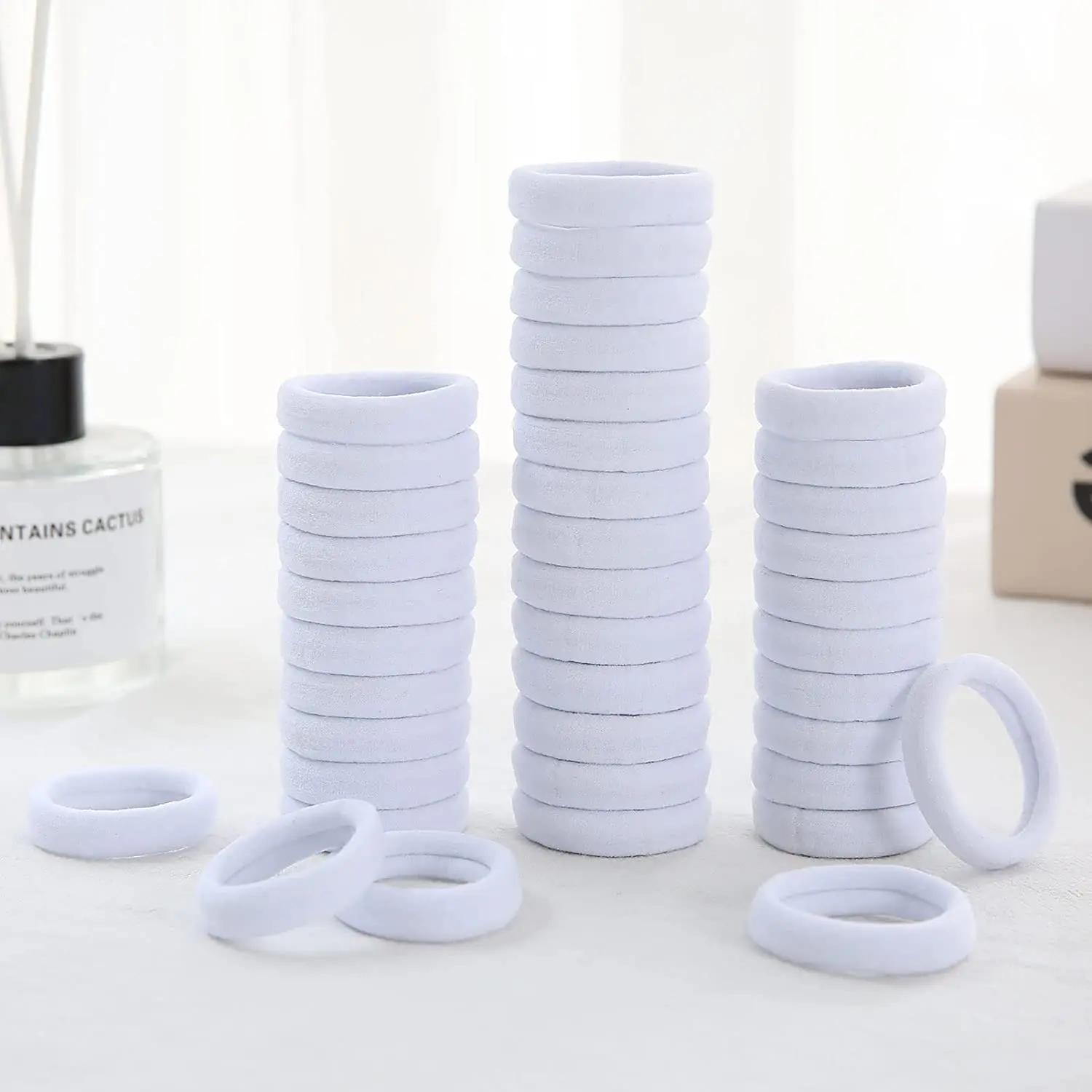 Women Fashion Hair Accessories High Elastic Rubber Band Head Rope Durable Simple White Hair Rope Hair Tie Women