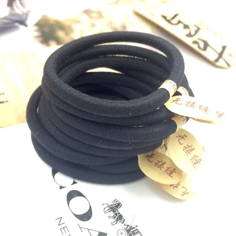 100pcs/set High elastic hair rope seamless thick hair ring black rubber band tied hair head rope