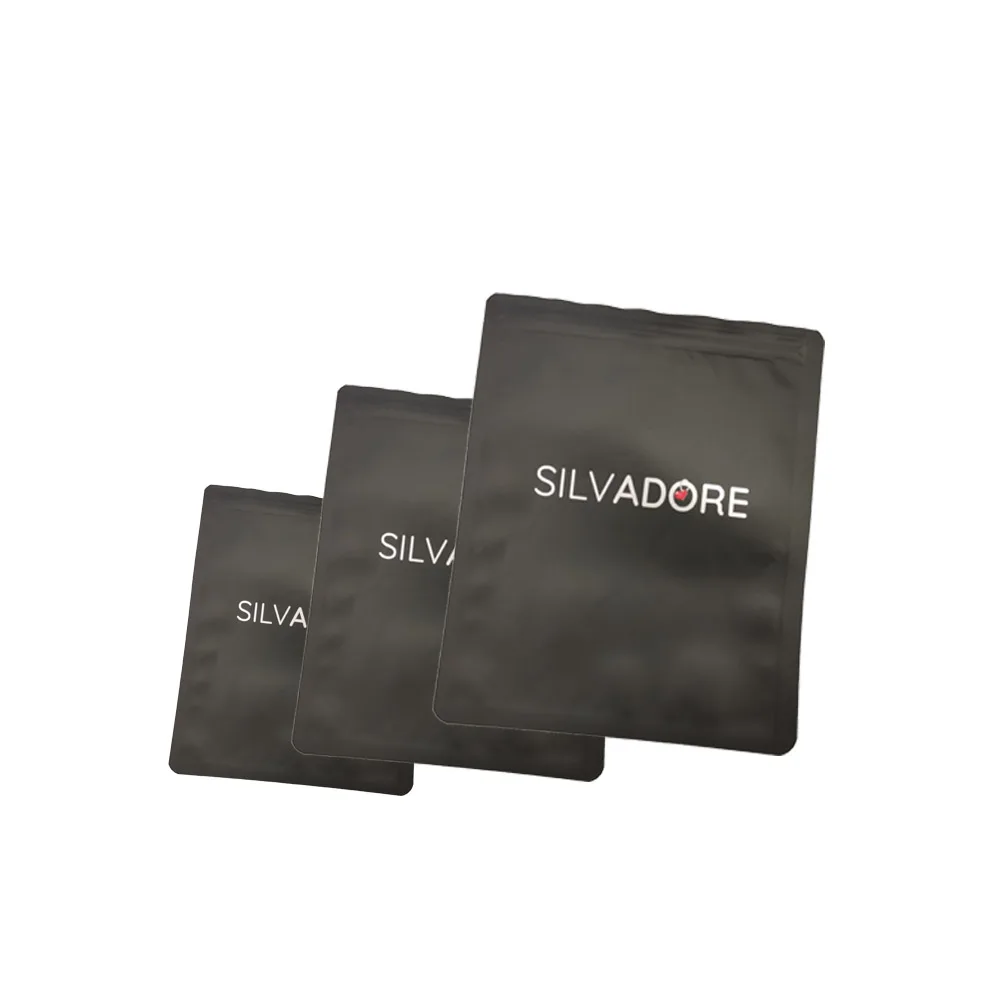 Matte finish black custom logo aluminum foil plastic mylar ziplock food packaging pouch bag