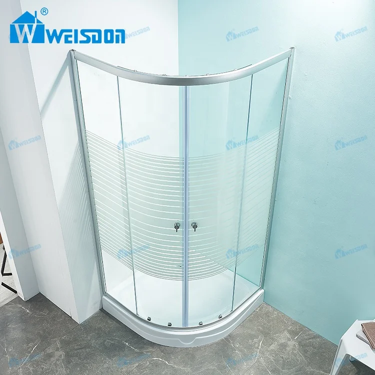 Weisdon Foshan Factory Round Cross Grain Tempered Glass Framed Aluminum Alloy Shower Room
