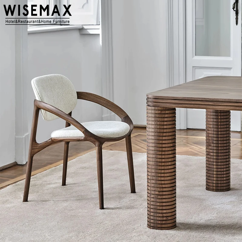 WISEMAX FURNITURE Nordic Modern Style Restaurant Furniture Wooden Dining Chairs Fabric Upholstery Dinner Chair For Canteen