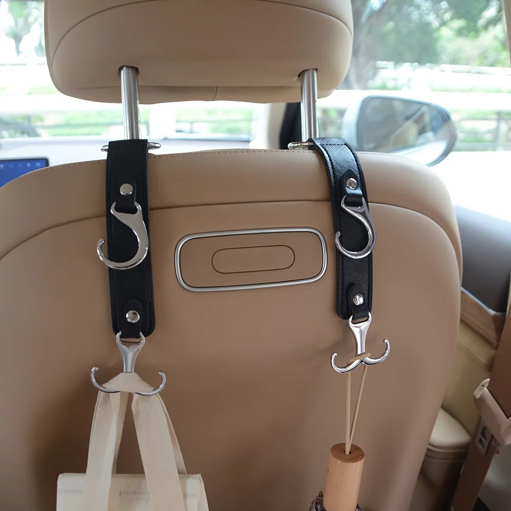 Car Seat Headrest Hook Leather Hidden Hook Auto Back Seat Organizer Hanger Handbag Clothes Bracket Auto Interior Accessories