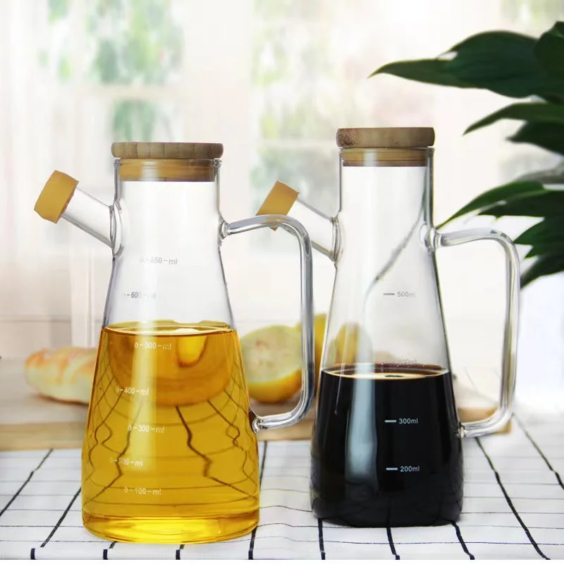 Olive Oil Pot Dispenser Bottles High Borosilicate Glass Storage Bottles & Jars Cover Handmade Customized Package Multifunction