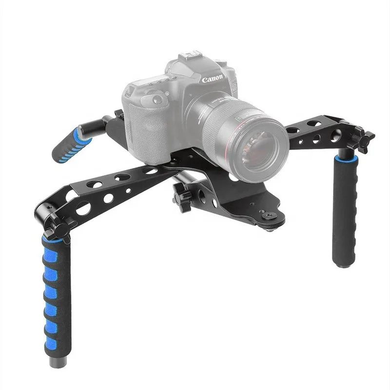 
Aluminum Portable Film Making System Dual Hand Grip Shoulder Mount Rig Stabilizer for DSLR Cameras 