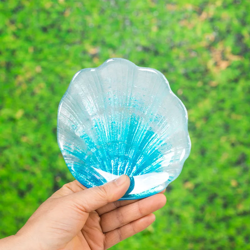 Cute creative clear glassware round shape crystal glass dinner serving plate daily used kitchenware in home