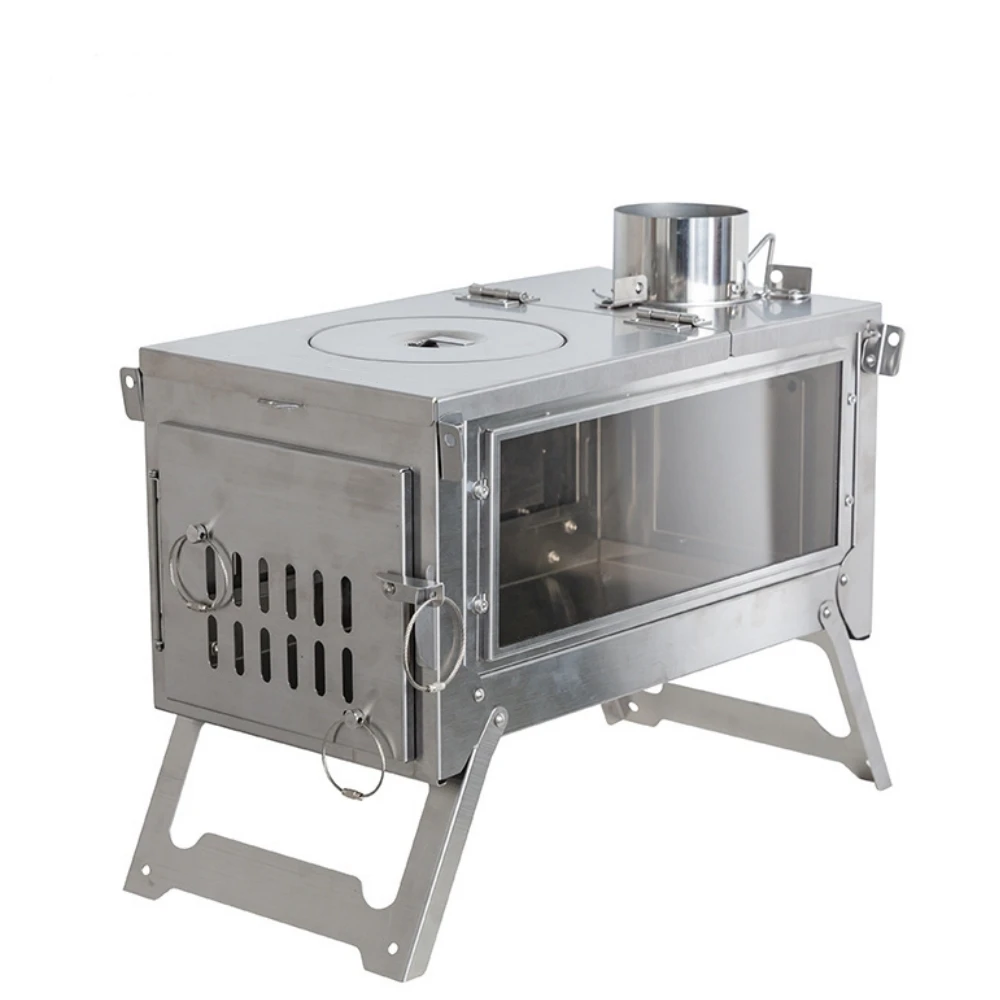 Portable Barbecue Grill  Camping Wood Stove Folding Fire Wood Heater For Winter  stainless steel Tent Stove