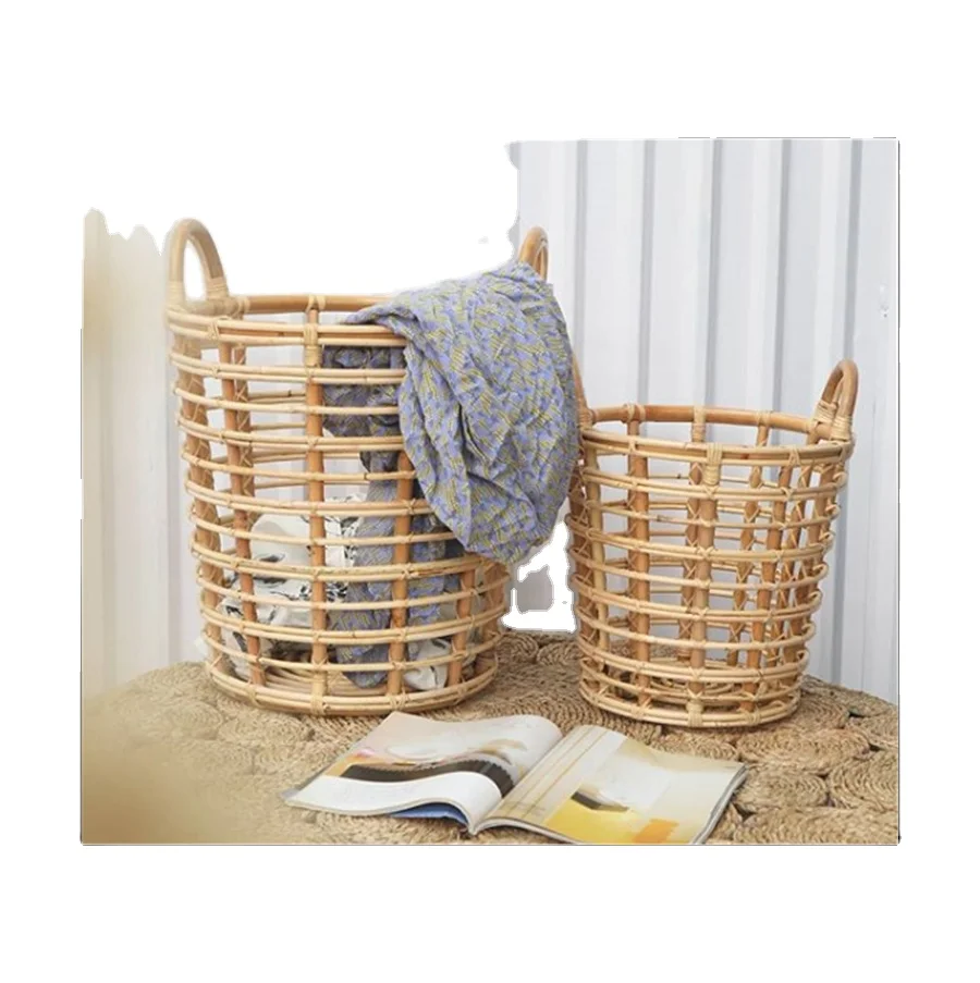 
Wholesale waterproof linen plastic bag basket handle foldable closet kitchen storage basket 