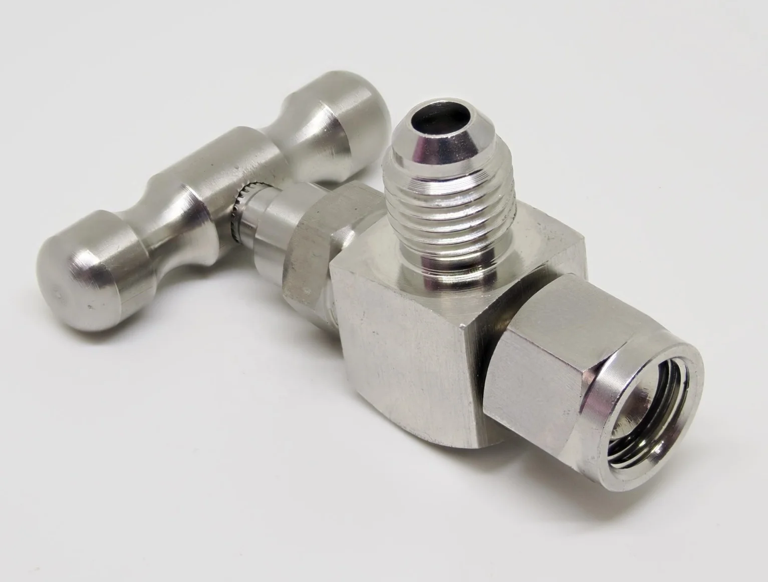 1/4'MFL Stainless Steel Needle Valves Ball Structure 1/4'Male flare X1/4' female flare swivelw/shut off valve