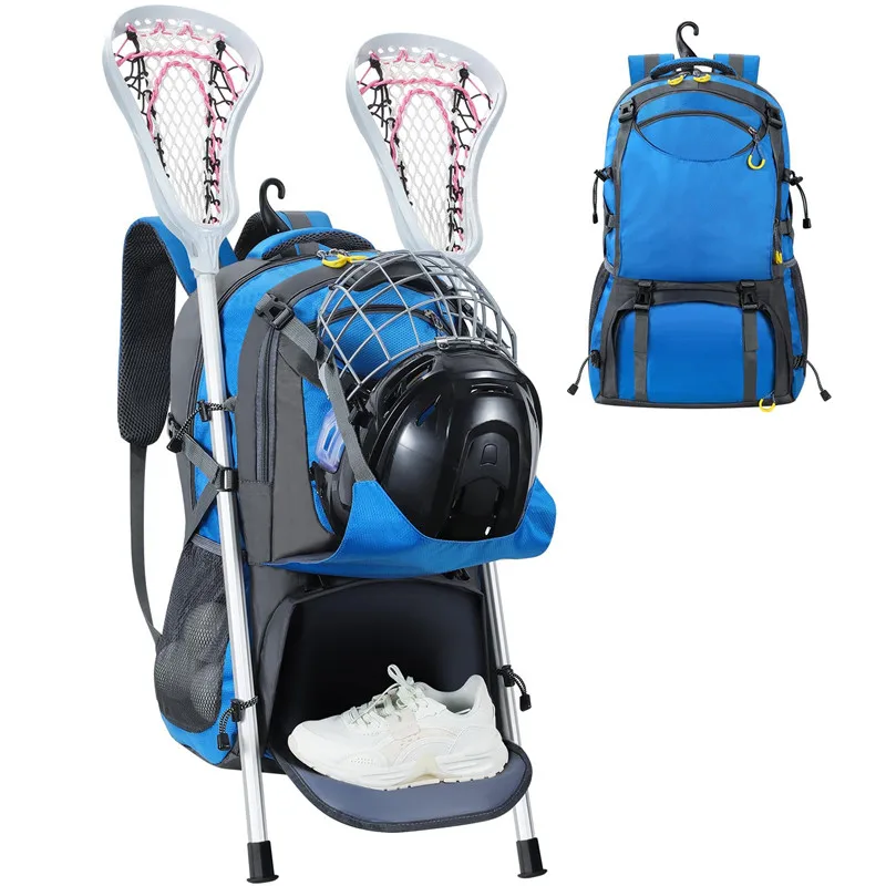 Large Capacity Separate Shoe compartment & 2 Stick Holders Lacrosse Backpack Bag for All Lacrosse or Field Hockey Equipment