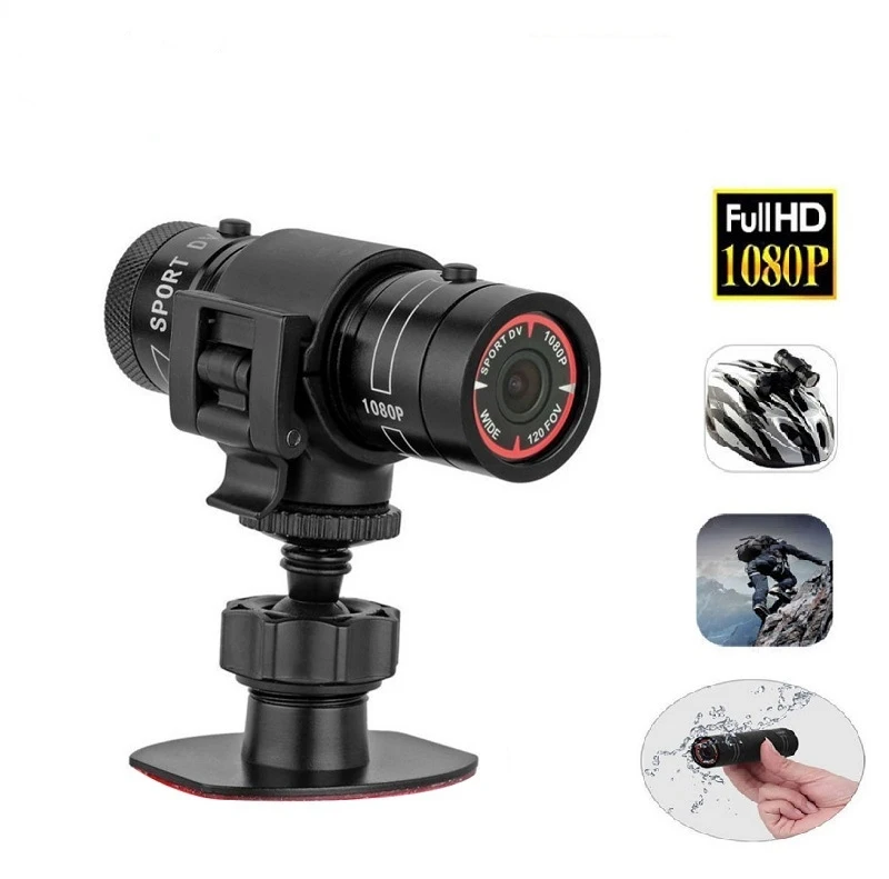 Full HD 1080P Mini Sports DV Camera Bike Motorcycle Helmet Action DVR Video Cam Perfect for Outdoor Sports, F9 DV Camera