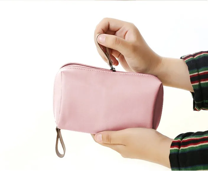 OEM customize logo size water proof soft mini make up pouch lips cosmetic bag nylon cosmetic bag for women female