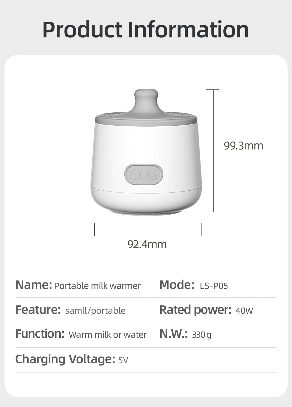 New Born Baby Products ODM Factory Cheap Wireless USB portable milk warmer
