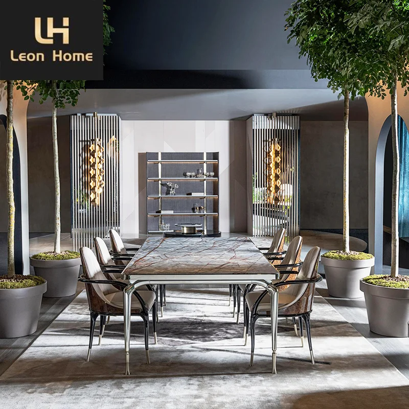 China Foshan Manufacturer Custom Formal Elegant Marble Dining Table Modern Luxury Dinning Table Set Dining Room Furniture