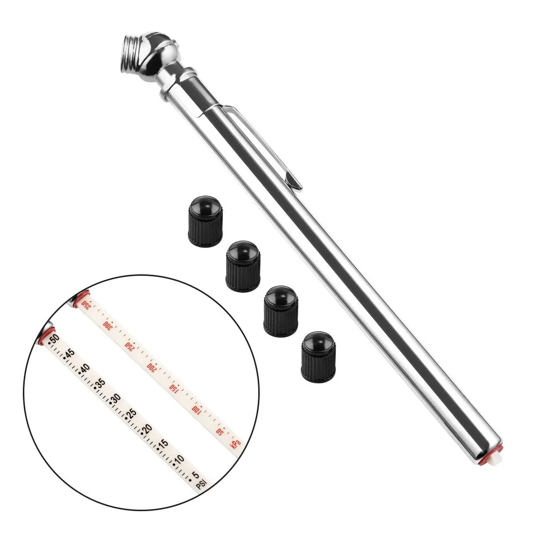 Heavy-Duty Mini Air Pressure Gauge Stainless Steel Pencil with Pocket Clip & PSI Measurement for Truck and Car Tyre Checking