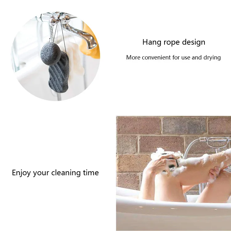 Wholesale Natural Activated Bamboo Charcoal Black Organic Facial Konjac Sponge For Women